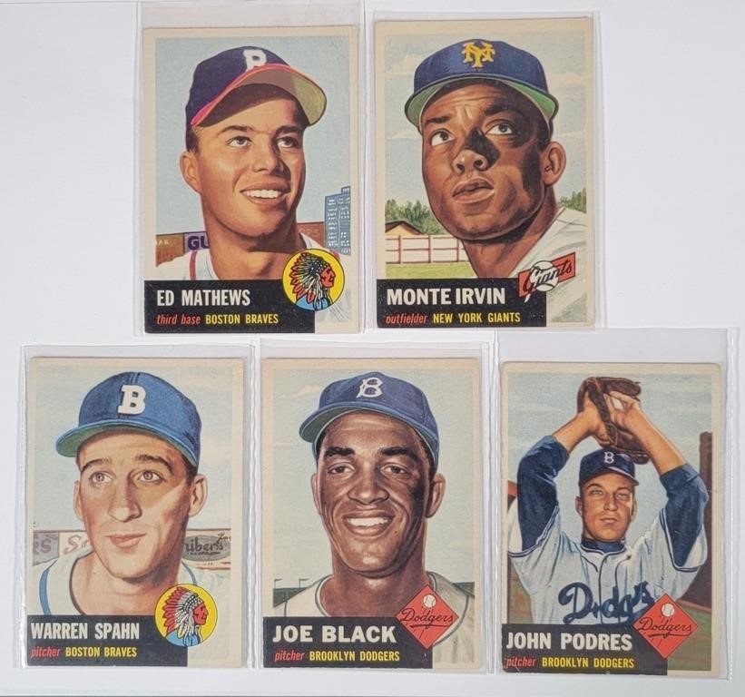 1953 Topps Hall of Fame Baseball Cards (5)