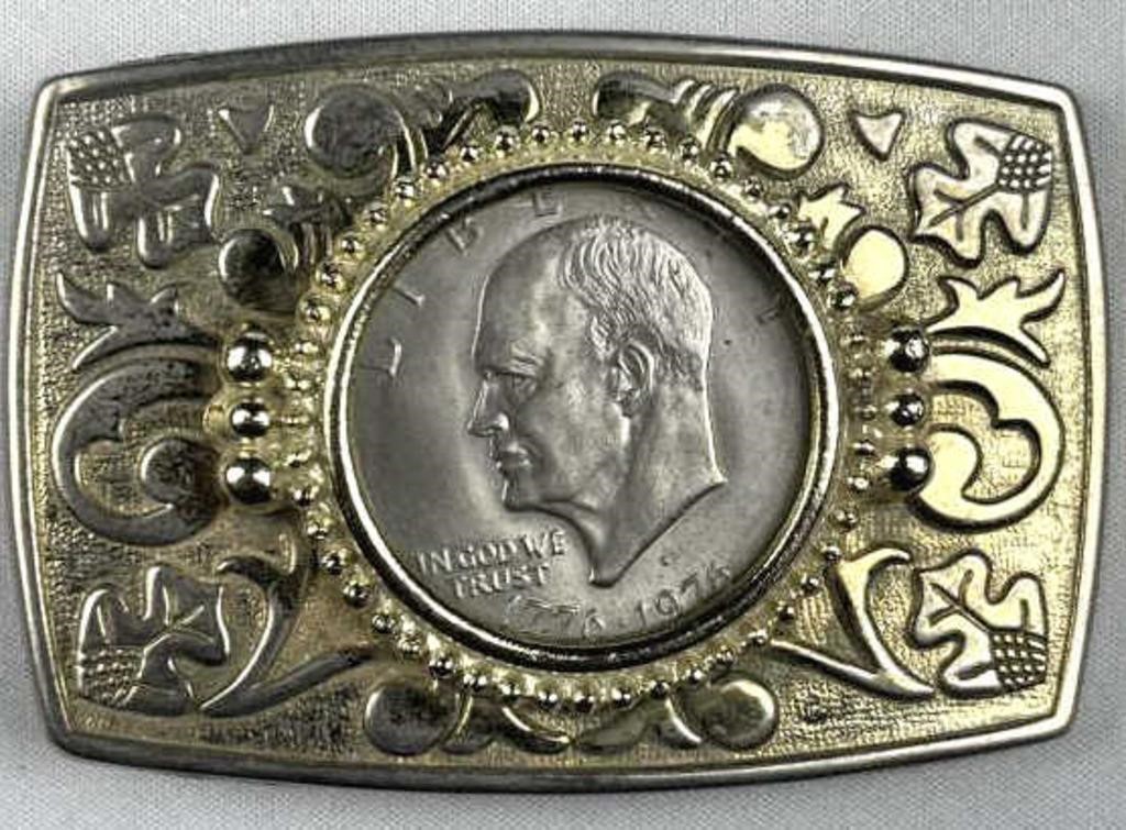Belt Buckle w/ Eisenhower 'Ike' Dollar