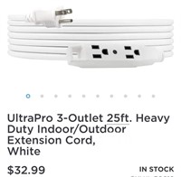 UltraPro 3-Outlet 25ft. Heavy Duty Indoor/Outdoor