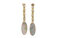 PAIR OF 10K GOLD AND OPAL DROP EARRINGS, 11.8g