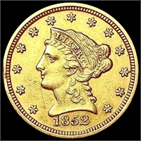 1852 $3 Gold Piece CHOICE AU