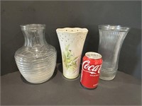 Vtg. Beehive Pitcher & 2 Vases