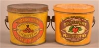 Two Vintage Lithograph Peanut Butter Tins.