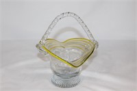 Vintage Yellow Striped Glass Basket