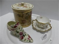 TRAY: 3 ASSORT. FLORAL CHINA PIECES