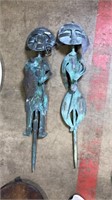 PAIR OF METAL WARRIOR GARDEN FIGURINES