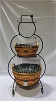 3ft tall longaberger snowman basket holder and 2