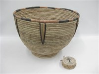 Large Tribal Coil Basket & Small Native Style Drum