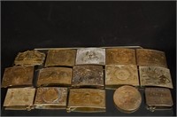Collection of 15 Brass Belt Buckles