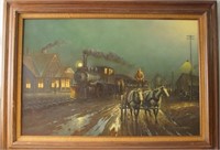 Locomotive painting w horses