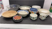 Assortment of bowls, plates, cups, and coasters
