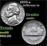 1970-s Jefferson Nickel 5c Grades GEM+ Unc