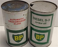BP Full Transmission Fluid Tin & Empty Oil Tin