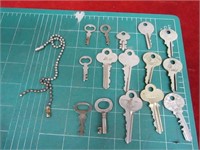 (15)antique skeleton keys and other keys.