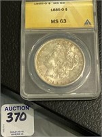 Graded 1885-0 Morgan Silver Dollar MS-63