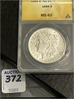 Graded 1886 Morgan Silver Dollar MS-62