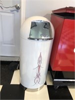 Metal Trash Can with Pinstriping