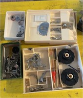 Assorted sewing repair items, hand held sewing mch