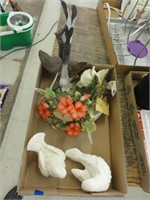 assorted bird and floral statues