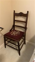 Vintage wooden chair with sewn seat