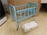 Vintage Metal Baby Doll Crib & Bed