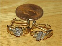 Earrings Stamped 10K w/ Clear Stones