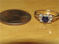 Ring Stamped 10K w/ Dark Blue Stone