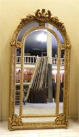 Grand Baroque Gilt Framed Beveled Mirror.