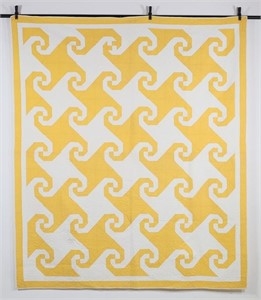 Vintage Yellow Snail Trail Quilt Pattern