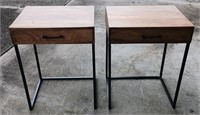 Modern wood and metal end tables 18x14x24
