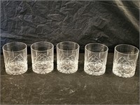 5 Cut Crystal Rocks Glasses