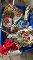 Large tote of Christmas runners, valences