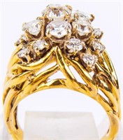Jewelry 18k Yellow Gold 1.5ct Diamond Cluster Ring