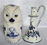 Pair of Small Blue & White Porcelain Pieces