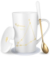 FULLCCI 15oz Capricornus Coffee Mug w/ Spoon Lid
