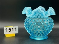 Blue Opalescent Ruffle bowl