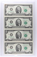 UNCUT SHEET OF $2 FEDERAL RESERVE NOTES