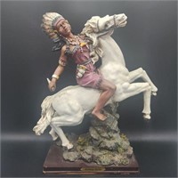 Ashley Belle Indian & Horse Statue 15"