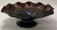 Carnival Glass Footed Floral Bowl