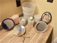 Bathroom vanity mirrors Q-tip holders cup