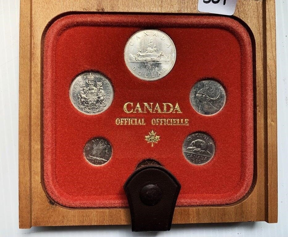 1980 Canadian 5 Coin Set in Case
