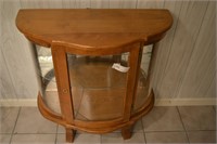 Small Oak Frame Glass Lighted Display Cabinet