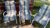 Set of three outdoor chairs with cushions