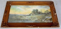 Antique Pastel Painting 19th Century 34" x 19"