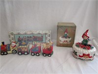Bear Train Candle Holder,Christmas Pixie Music Box