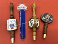 Assorted tap handles Strohs, Old Style, Miller &