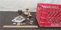 Crate Brass & Metal Decor-Keys, Bell, Candle