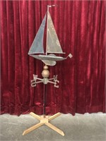 Copper & Brass Metal Art Sailboat Wind Vane