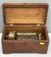 Antique Cylinder Music Box Wood Case