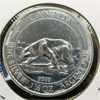 2013 Canada $8 Silver Polar Bear 1.5 t oz.